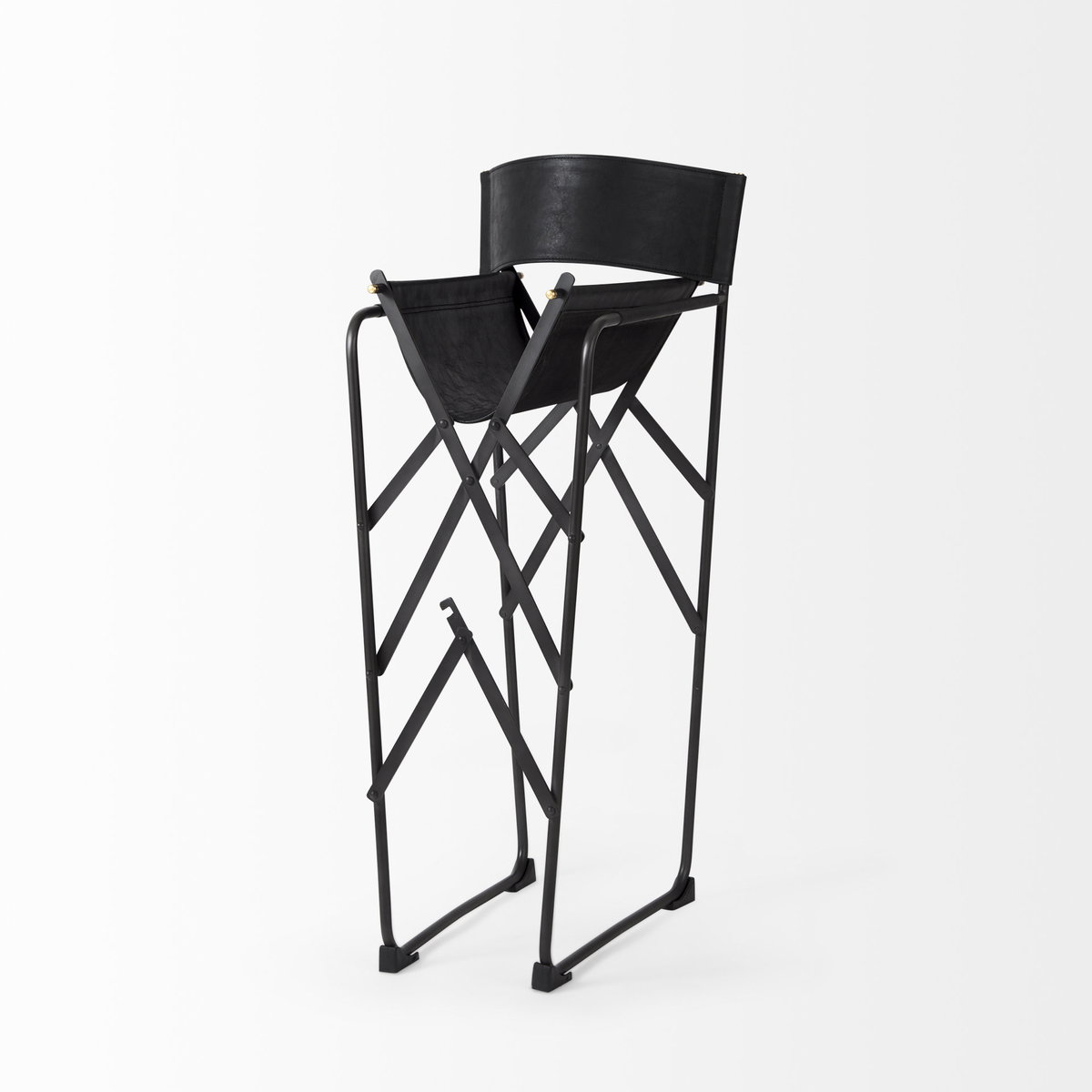 Direttore Backless 40.2in Seat Bar Stool | Black Leather with Black Iron, Counter & Bar Stool by Mercana, 19.3" length x 20" width x 40.2" height View 7