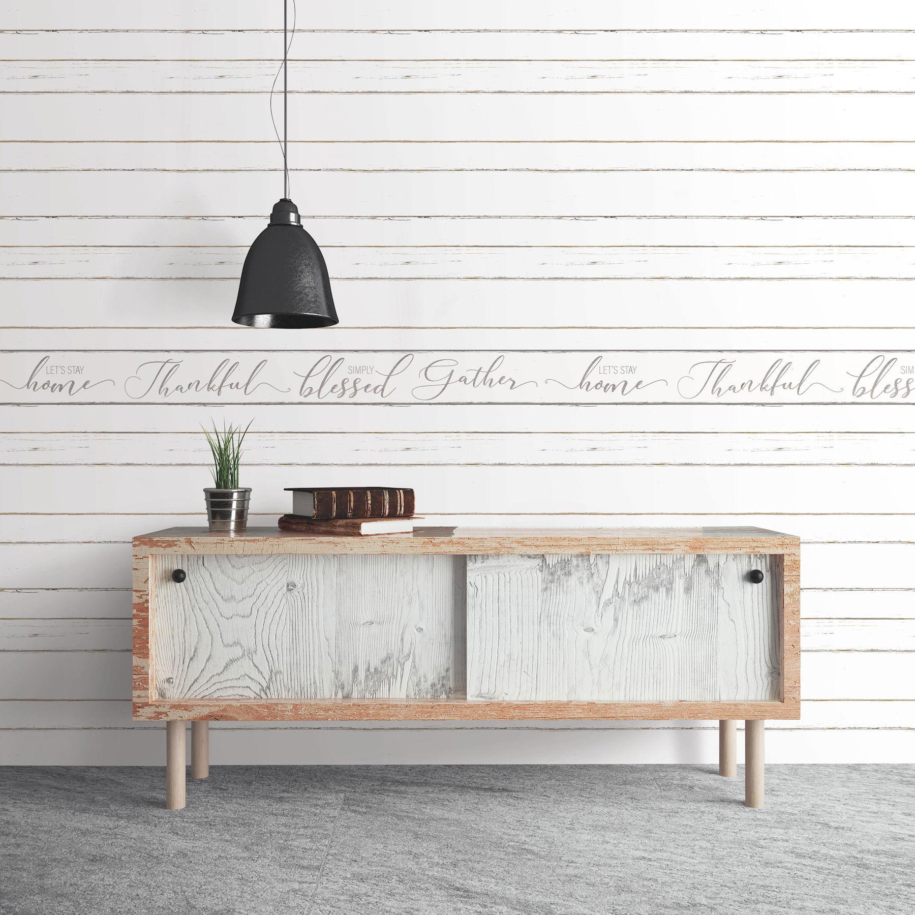 Shiplap Planks White Wallpaper large image 