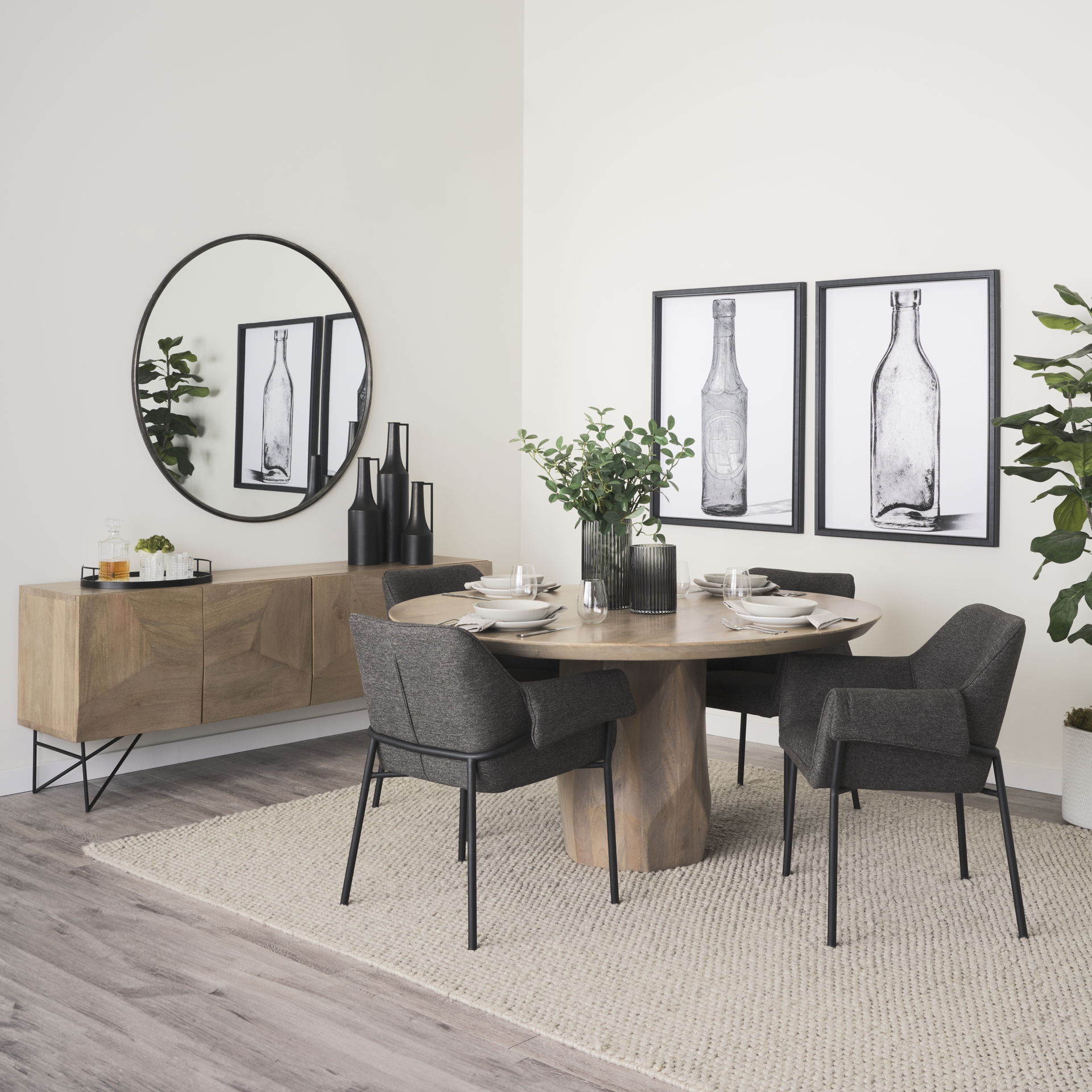 Brently Dining Chair with Gray Fabric & Matte Black Metal Legs large image 