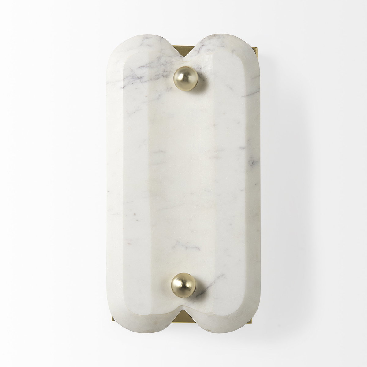 Stein 5L x 6W Gold with White Marble Shade Wall Sconce, by Mercana, 5" length x 6" width x 12" height View 3