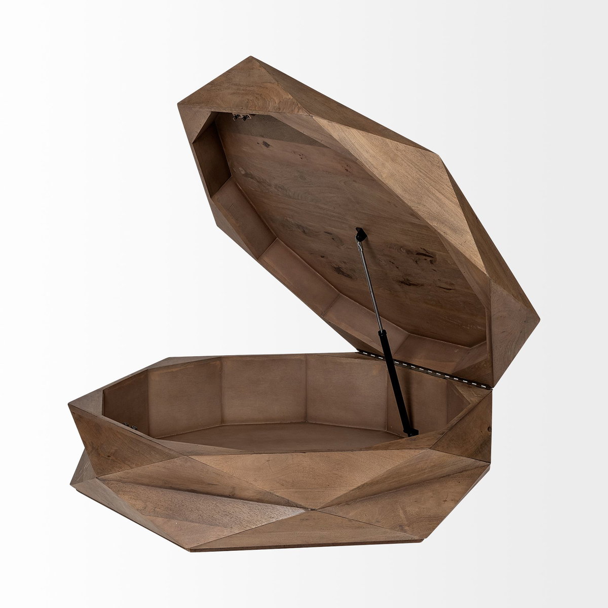 Arreto 48' Hexagonal Hinged Solid Wood Top and Base Coffee Table, by Mercana, 48" length x 48" width x 15" height View 5