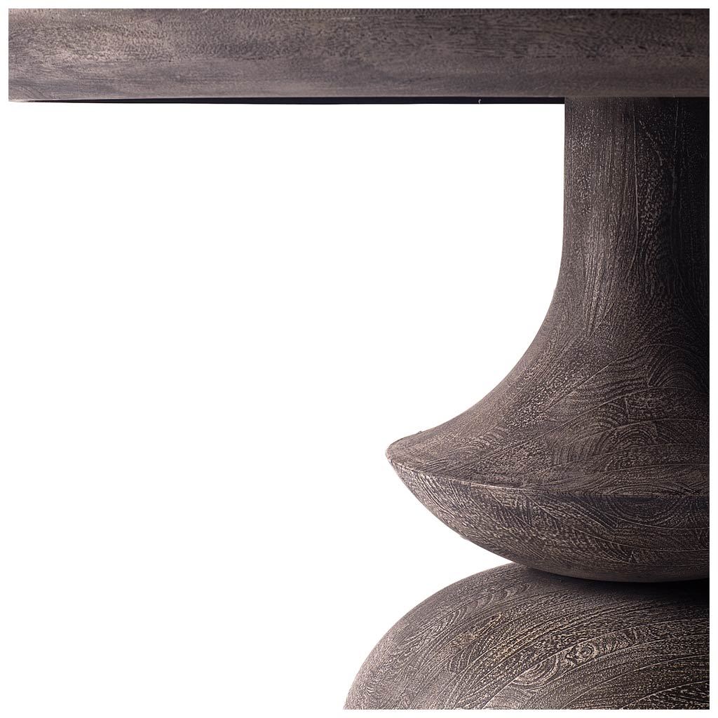 Crossman 60' Round Pedestal Dining Table | Modern | Dark Brown/Gray Wood | Seats 6, by Mercana, 60" length x 60" width x 30" height View 5