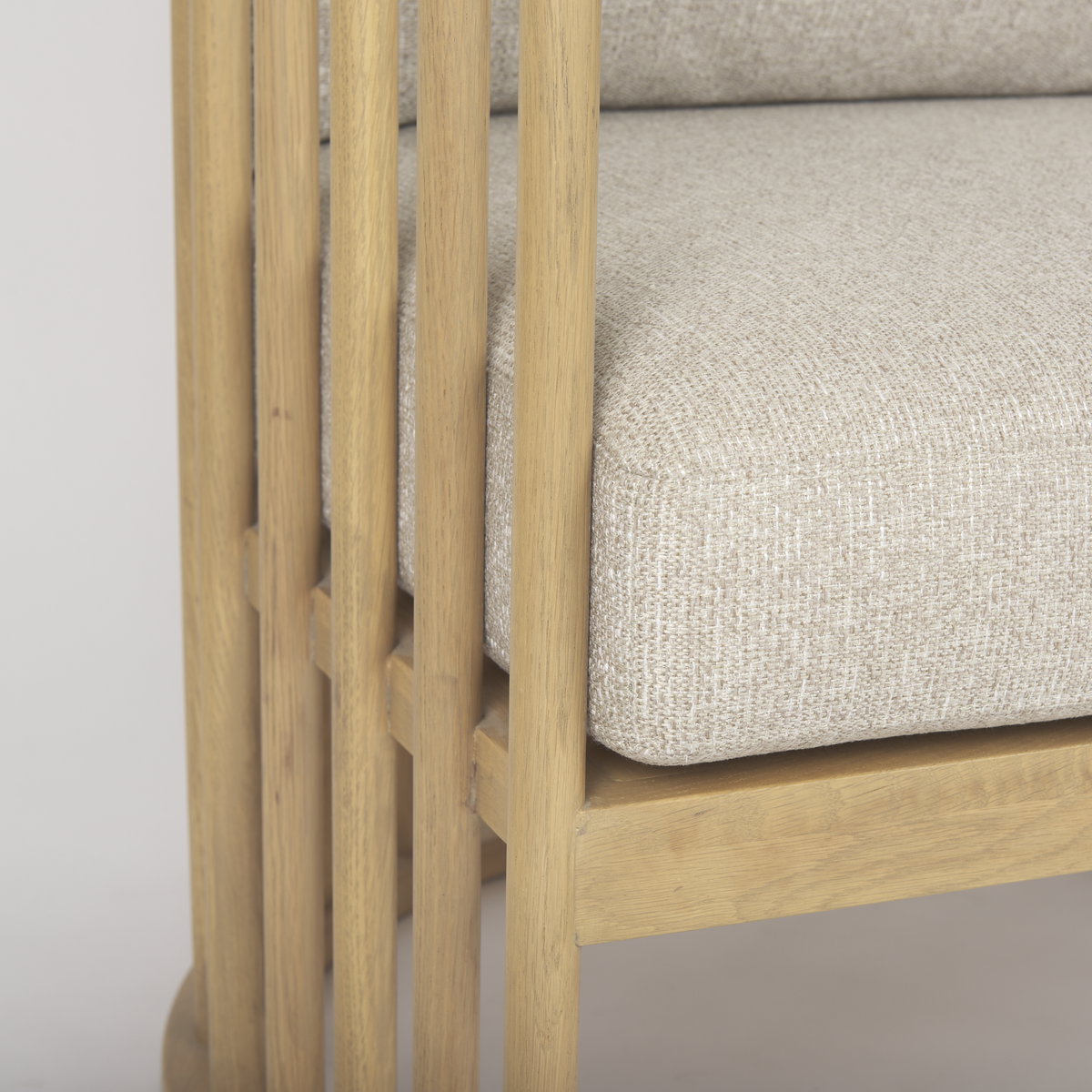 Kopari Beige Fabric with Light Brown Wood Accent Chair, by Mercana, 30.12" length x 30.51" width x 37.2" height View 10