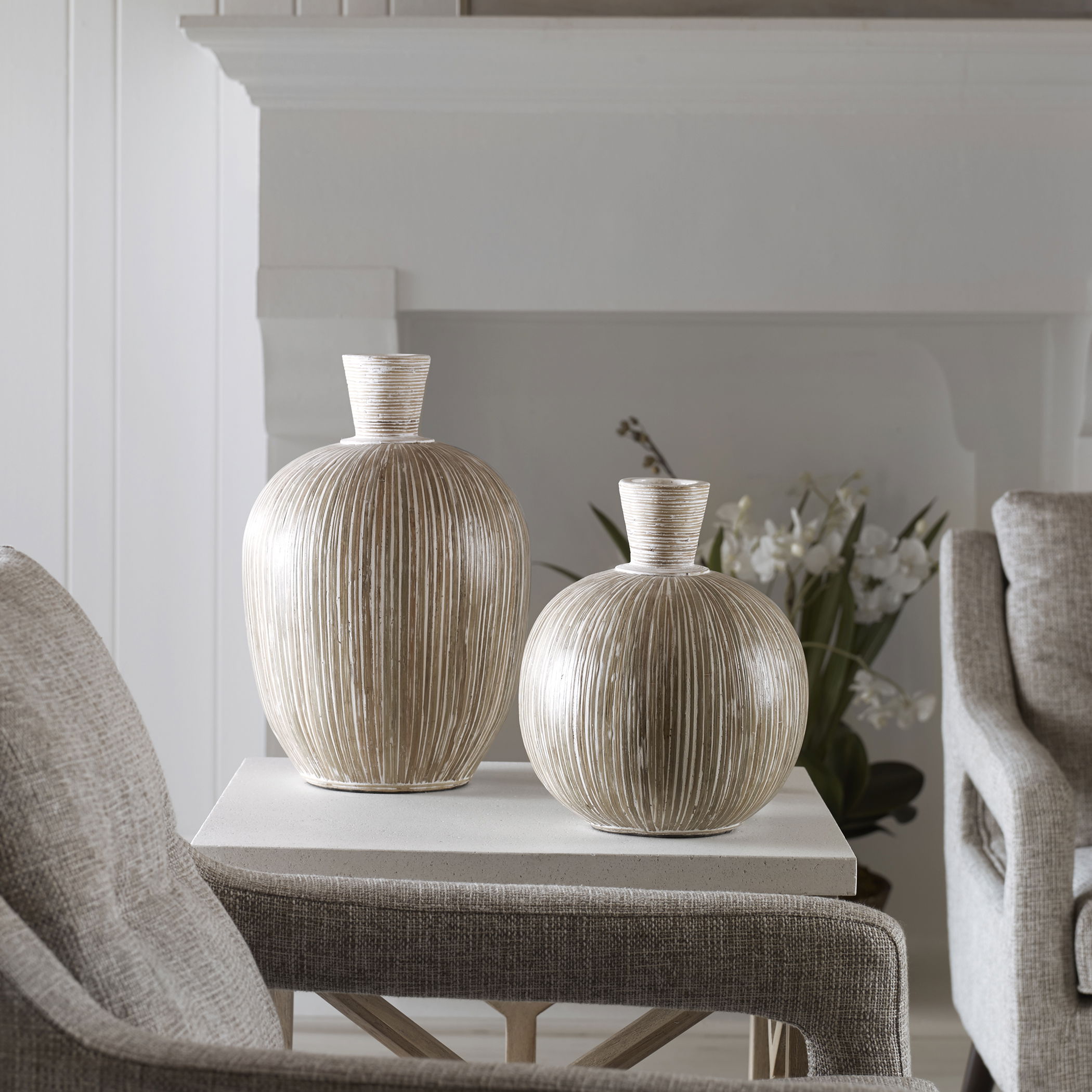 Islander White Washed Vases Set/2 large image 