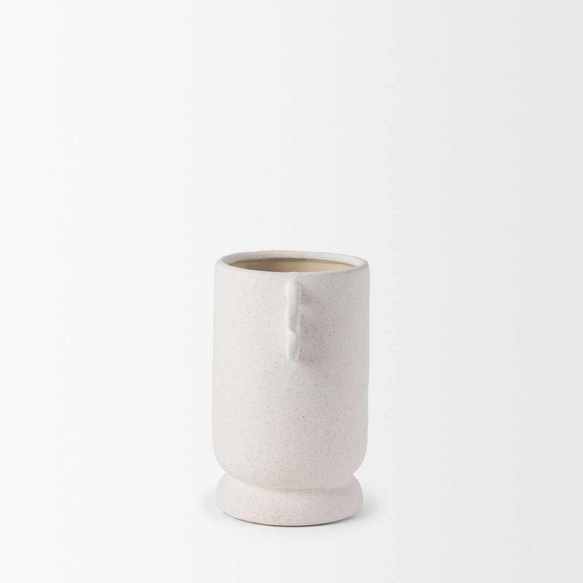 Dylan Small Textured Off White with Handles Ceramic Vase, by Mercana, 6.25" length x 9.5" width x 10" height View 7