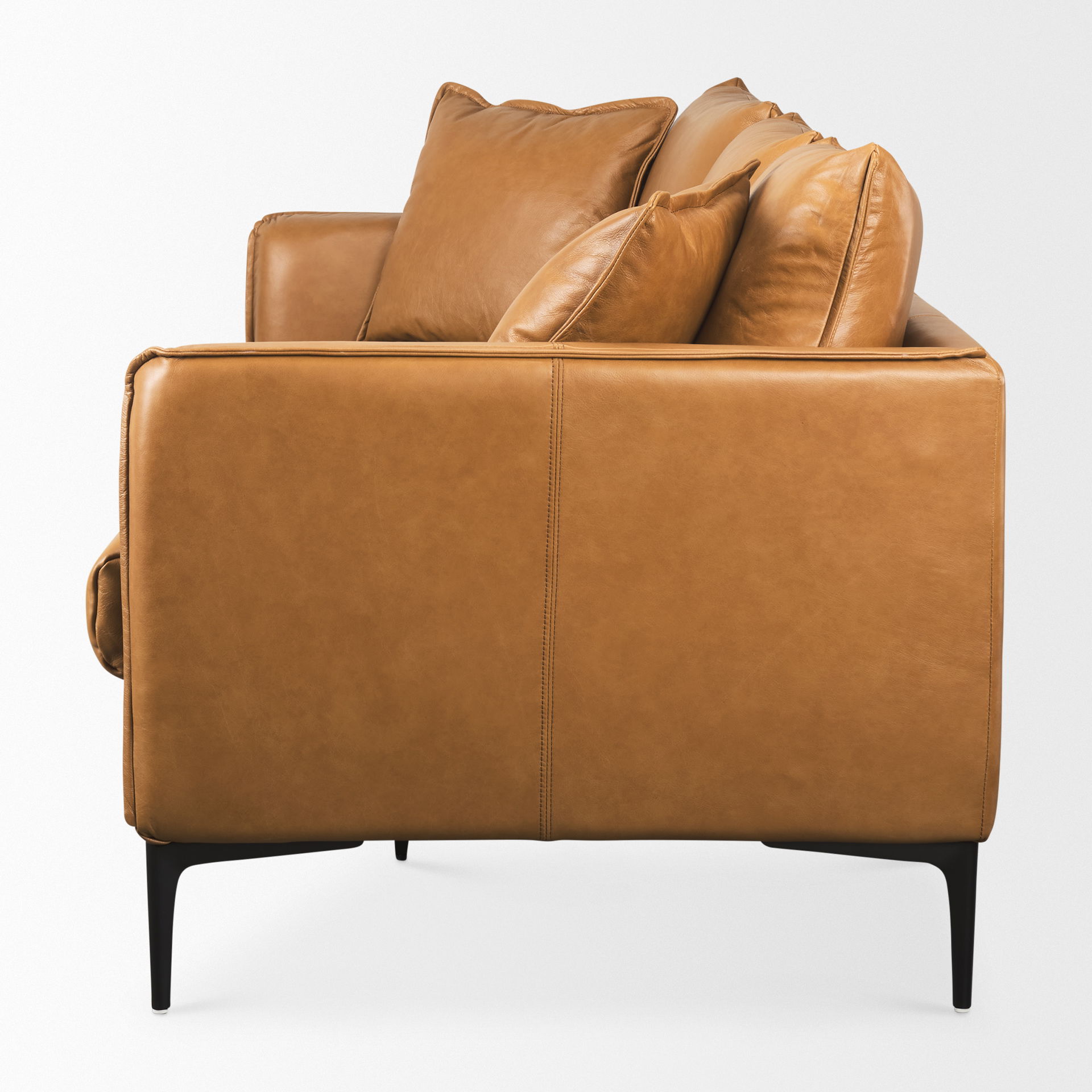 Lake Como  Tan Leather Three Seater Sofa, Sofas & Sectional by Mercana, 85.83" length x 36.61" width x 32.28" height View 7