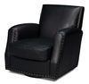 Taft Leather Swivel Chair, Onyx Black, Seating by Sarreid, 32" length x 30" width x 33" height thumbnail 1
