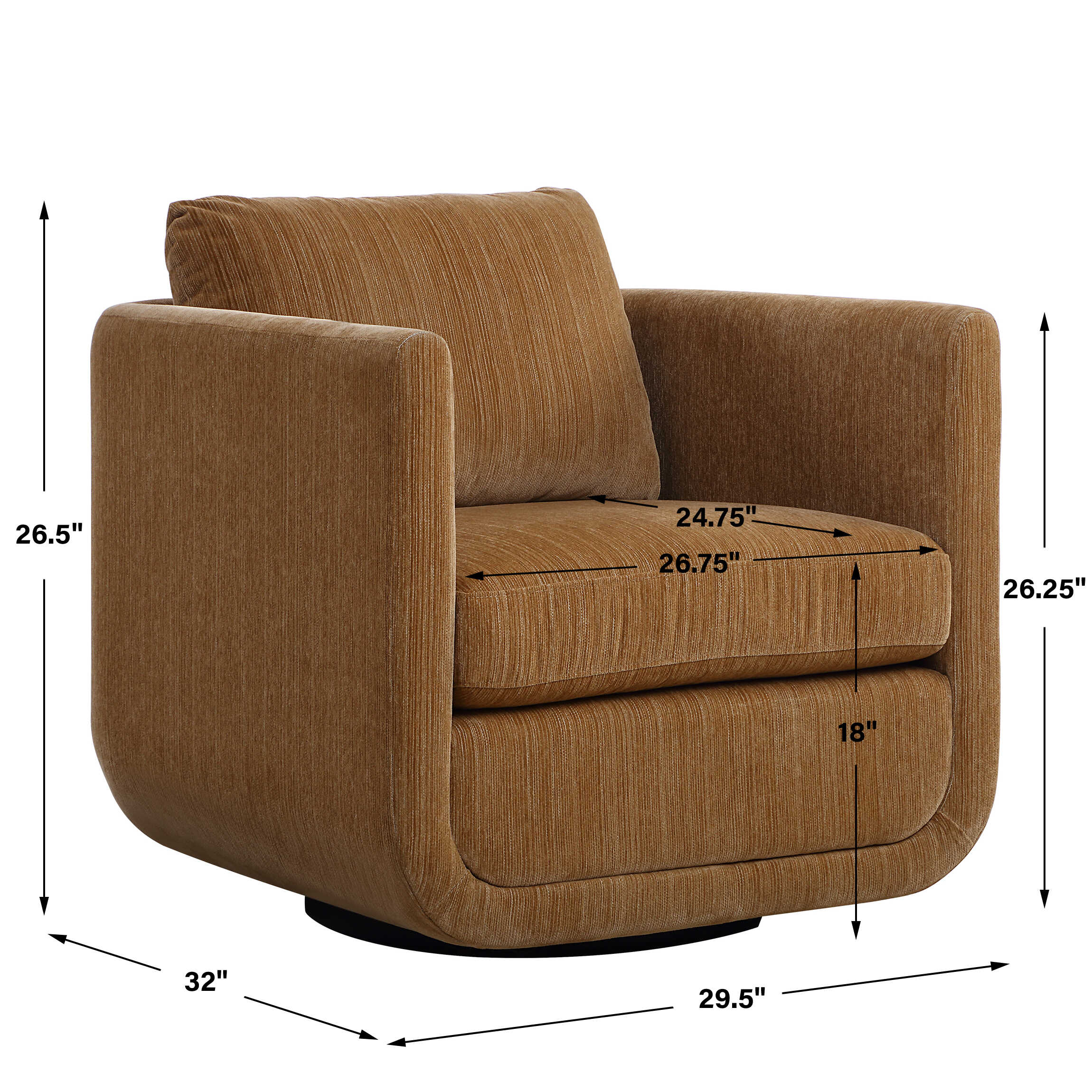 Abound Ginger Swivel Chair, Furniture by Uttermost, 29.5" width x 26.5" height x 32" depth View 3