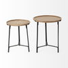 Helios III 20L x 24H Set of Two Round Brown Solid Wood Iron Base Nesting End/Side Tables thumbnail 6