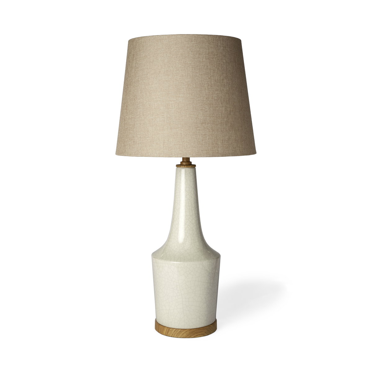 Rebecca (28.5'H) White Crackled Ceramic Base Wood Accent Table Lamp, by Mercana, 14" length x 11" width x 28.5" height View 1