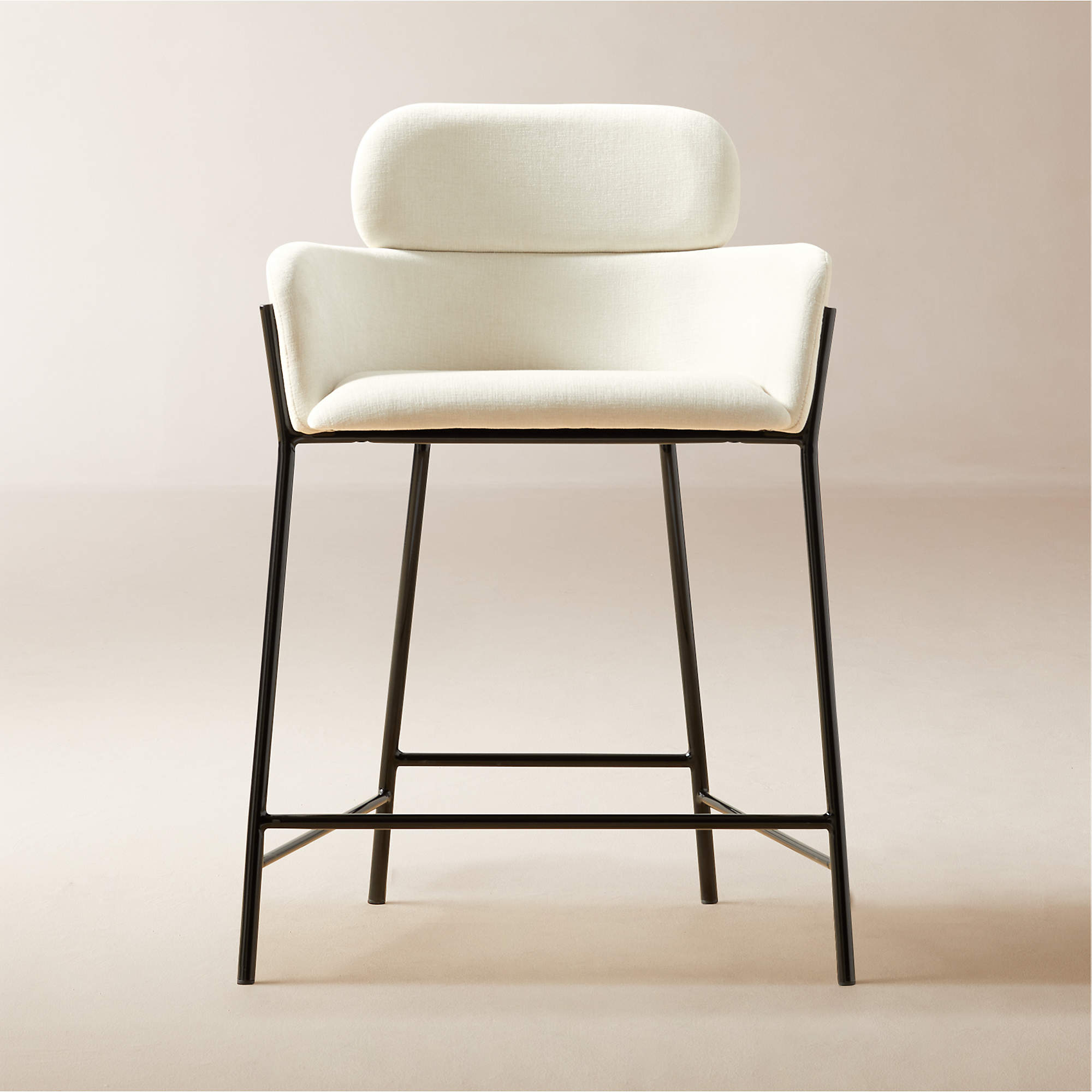Online Designer Kitchen Azalea Upholstered Cream Performance Fabric Counter Stools Set of 2