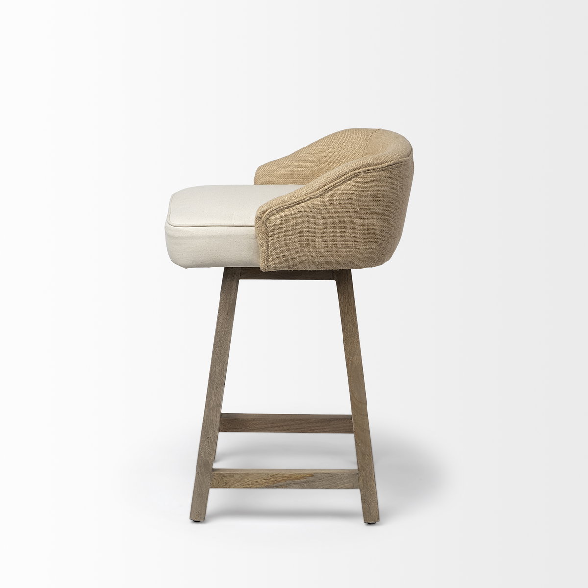 Monmouth 24.25' Seat Height Cream/Beige Fabric Seat Brown Wood Frame Counter Stool, Counter & Bar Stool by Mercana, 19.5" length x 20.5" width x 30.25" height View 4