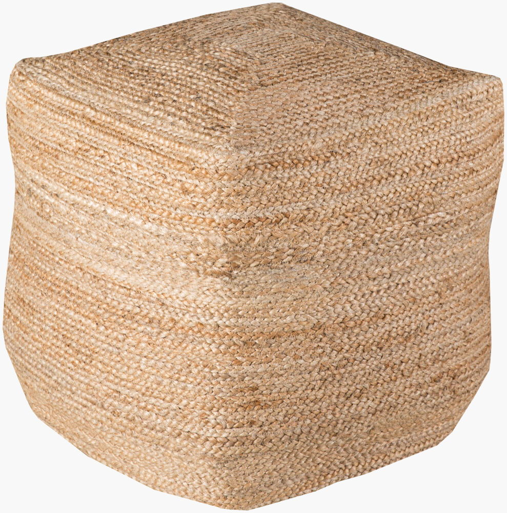 Jute Pouf, Ottoman by Surya, 18" width x 18" height