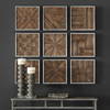 Bryndle Rustic Wooden Squares Set/9, Sculptural Wall Art by Uttermost, 12.5" width x 12.5" height x 1.25" depth thumbnail 2