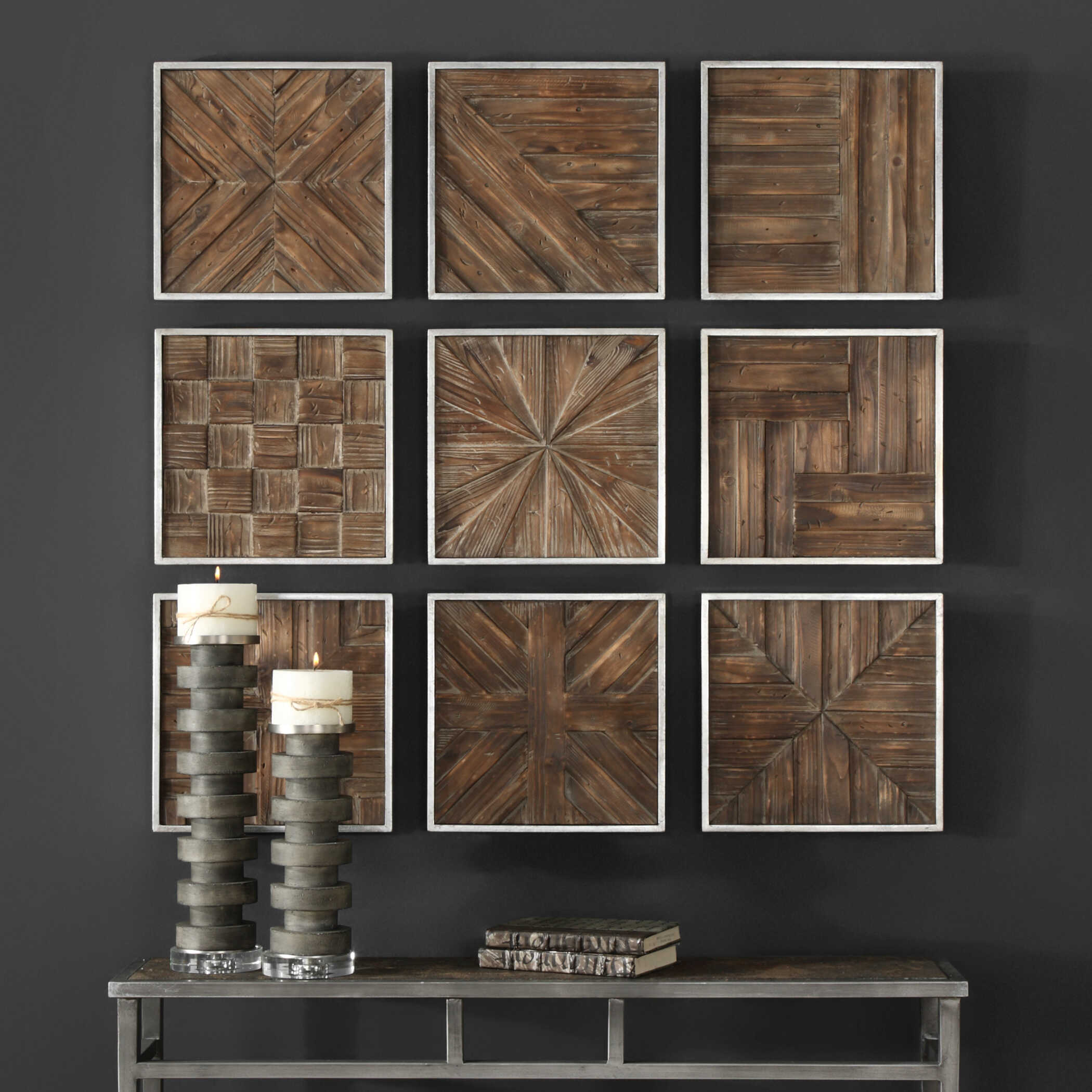 Bryndle Rustic Wooden Squares Set/9 large image 