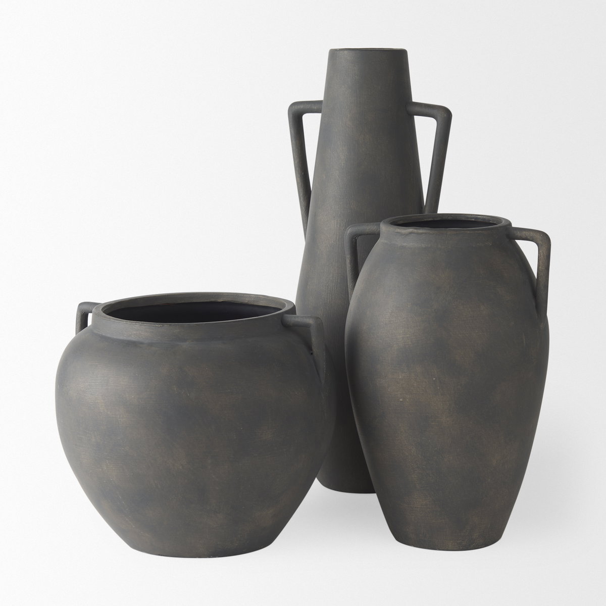 Kilian Tall Matte Brown-Gray Double Ear Vase, by Mercana, 5.91" length x 5.71" width x 16.93" height View 11