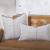 Thais 13x21 Gray Fabric Fringed Decorative Pillow Cover, by Mercana, 13" length x 21" width x 0.2" height thumbnail 5