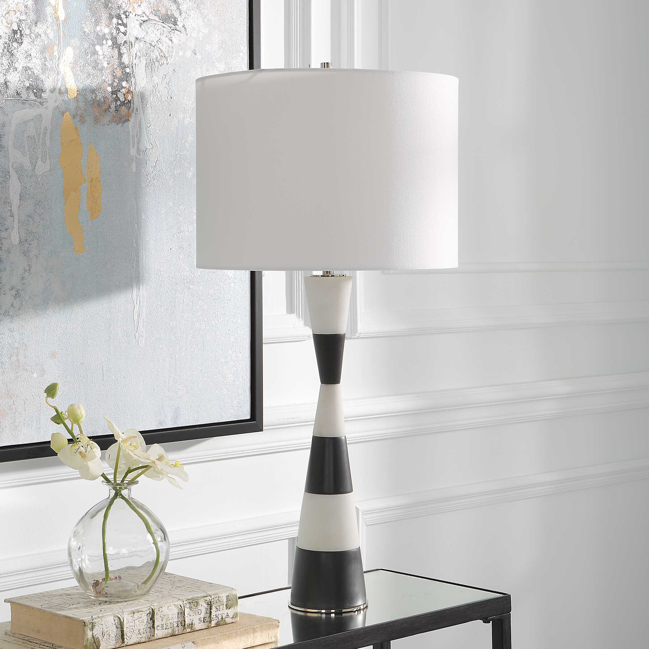 Bandeau Banded Stone Table Lamp, by Uttermost, 14" width x 29.5" height x 14" depth View 4