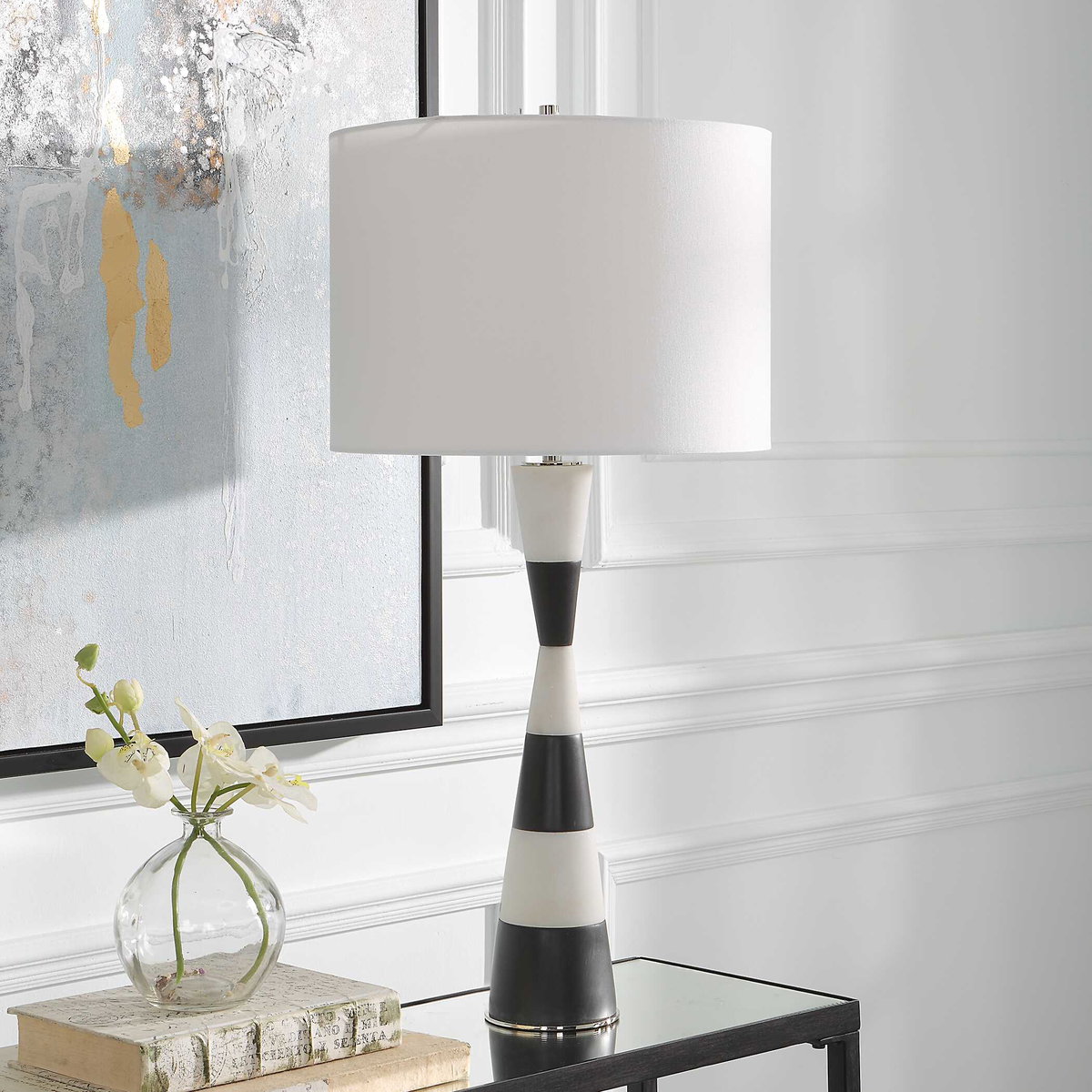Bandeau Banded Stone Table Lamp, by Uttermost, 14" width x 29.5" height x 14" depth View 4