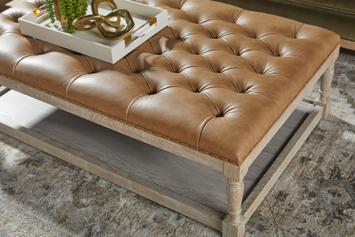 Townsend Tufted Upholstered Rectangle Coffee Table, by Essentials for Living, 54" width x 17.75" height x 33.75" depth View 8