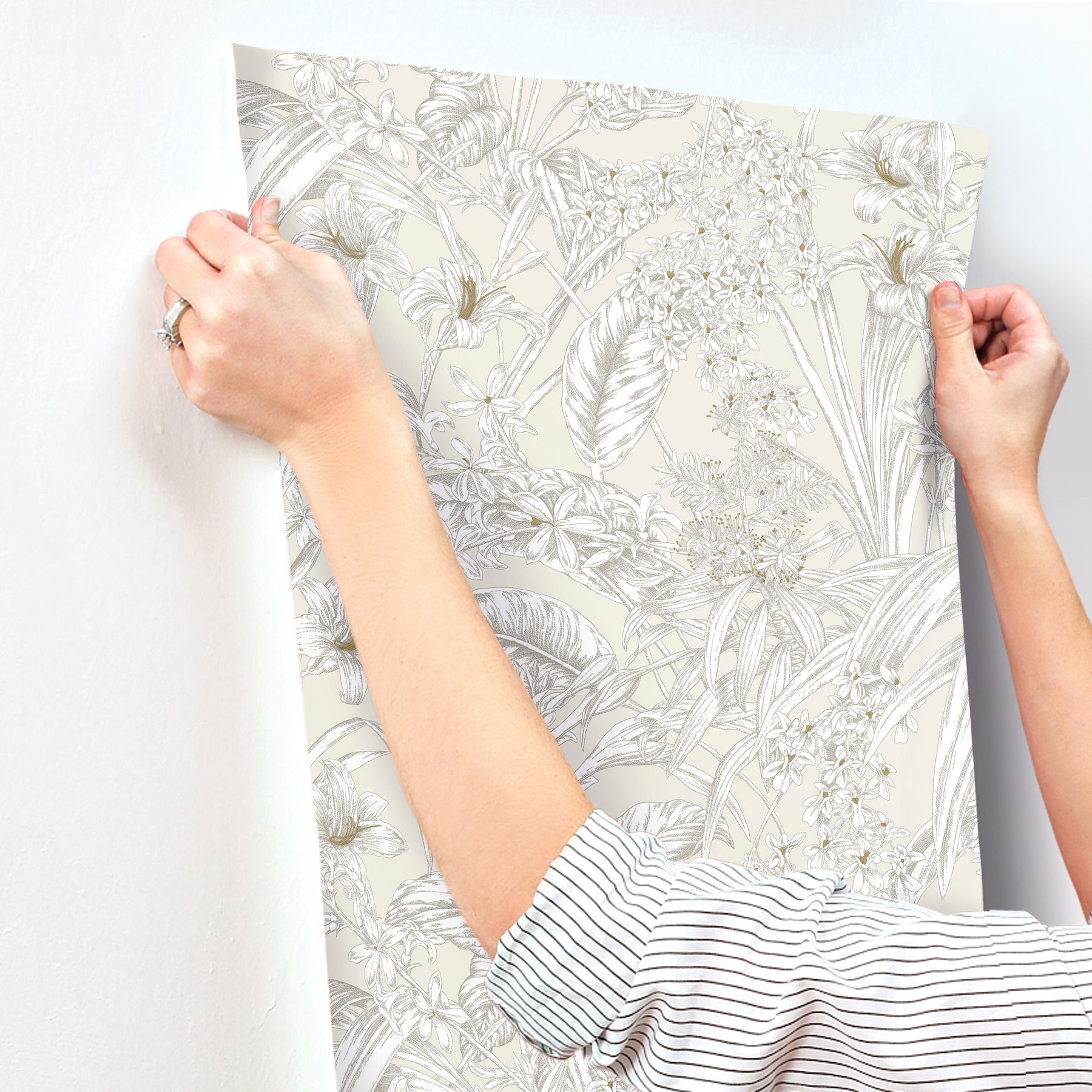 Orchid Conservatory Toile Beige & Taupe Wallpaper large image 