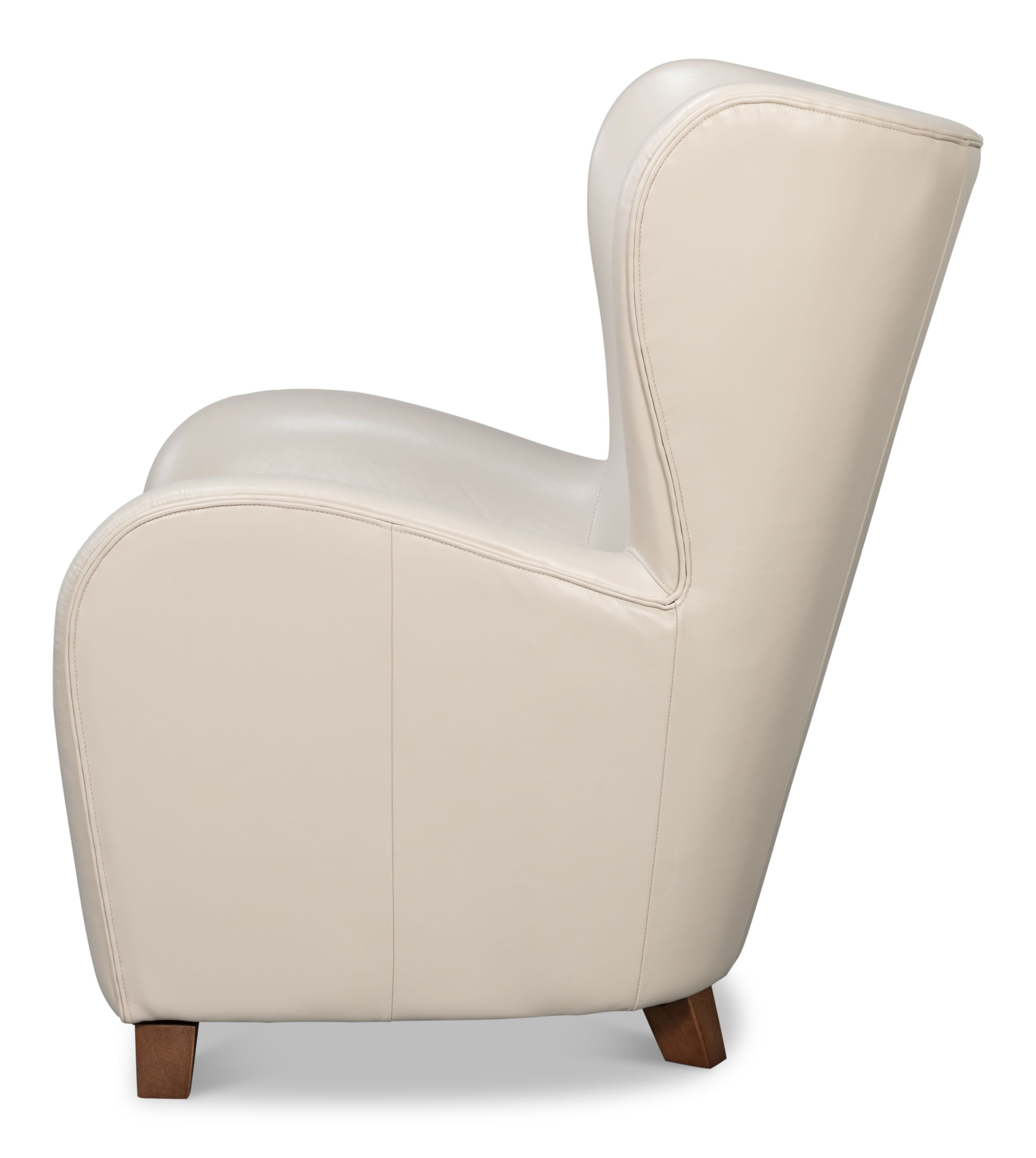 Lombard Wing Chair,Crystal White Leather, Seating by Sarreid, 34" length x 36" width x 40" height View 9