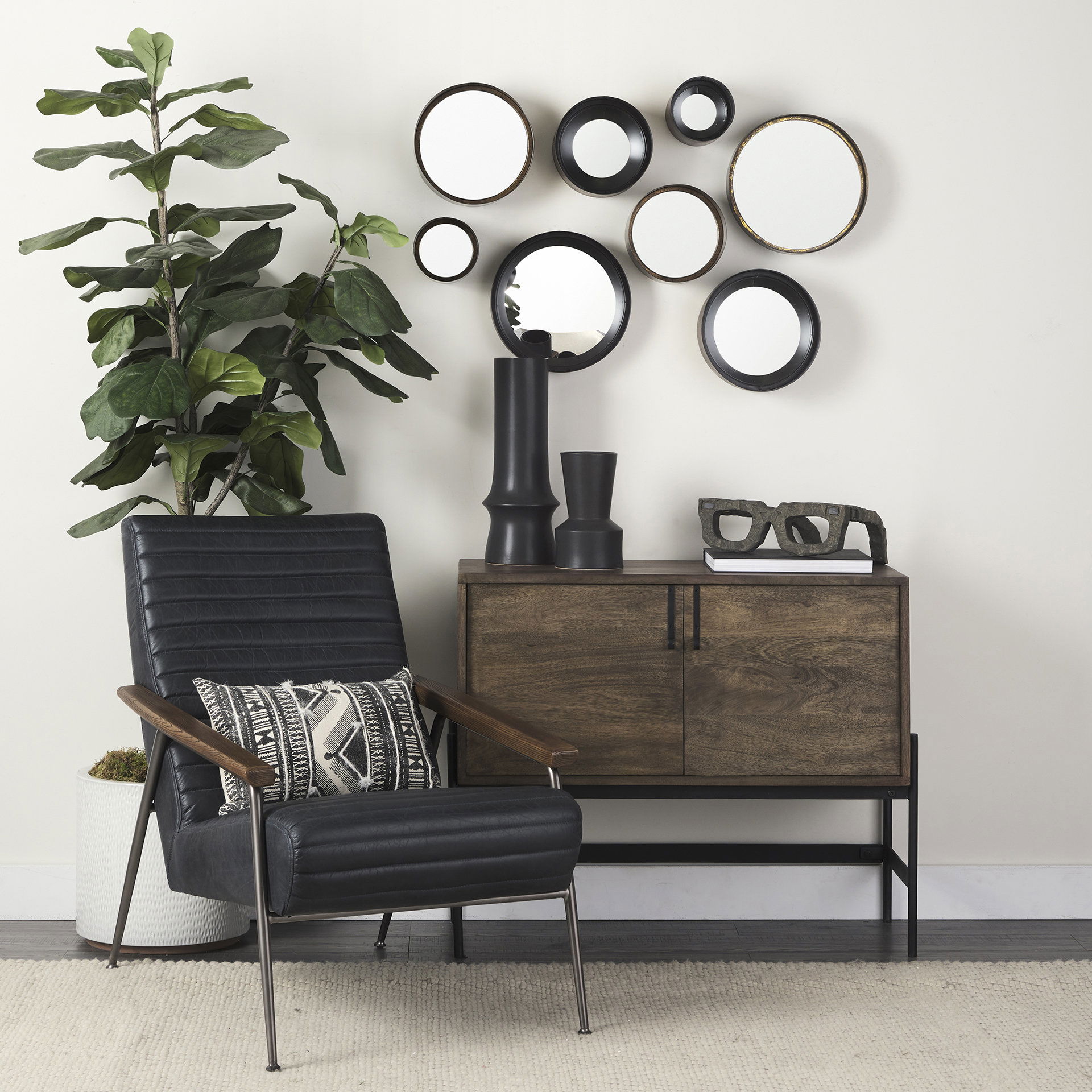 Elliot 13L x 14W Brown Wooden Eyeglasses, Decorative Object by Mercana, 13.39" length x 13.78" width x 4.75" height View 2