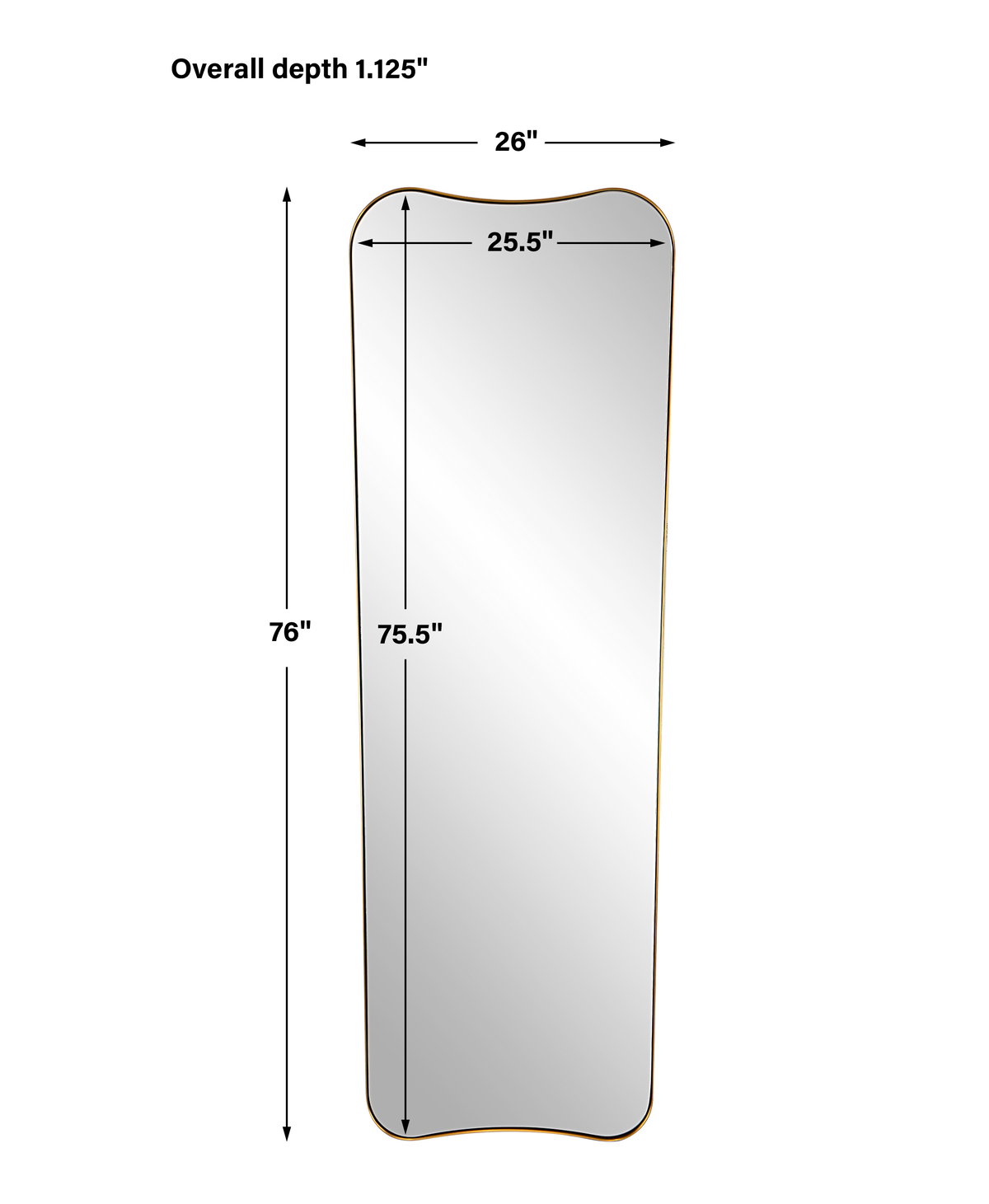 Belvoir Large Antique Brass Mirror, by Uttermost, 26" width x 76" height x 1.12" depth View 3