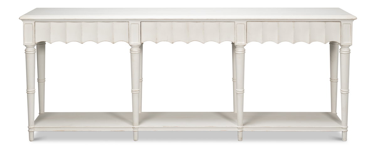 Chantal Console Table Antique White, by Sarreid, 1'6" length x 7'9" width x 3' height View 2