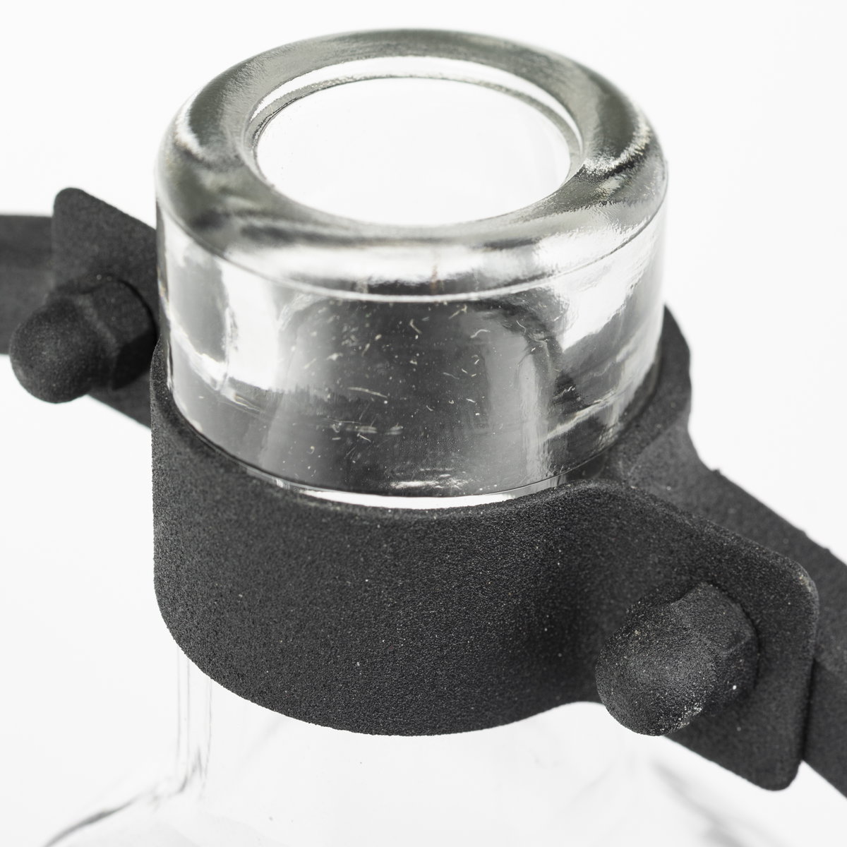 Monica II Tall Black Metal Glass Bottle Vase, by Mercana, 10.24" length x 3.94" width x 10.04" height View 9