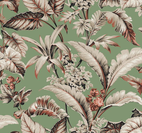 Mystic Isle Green Wallpaper