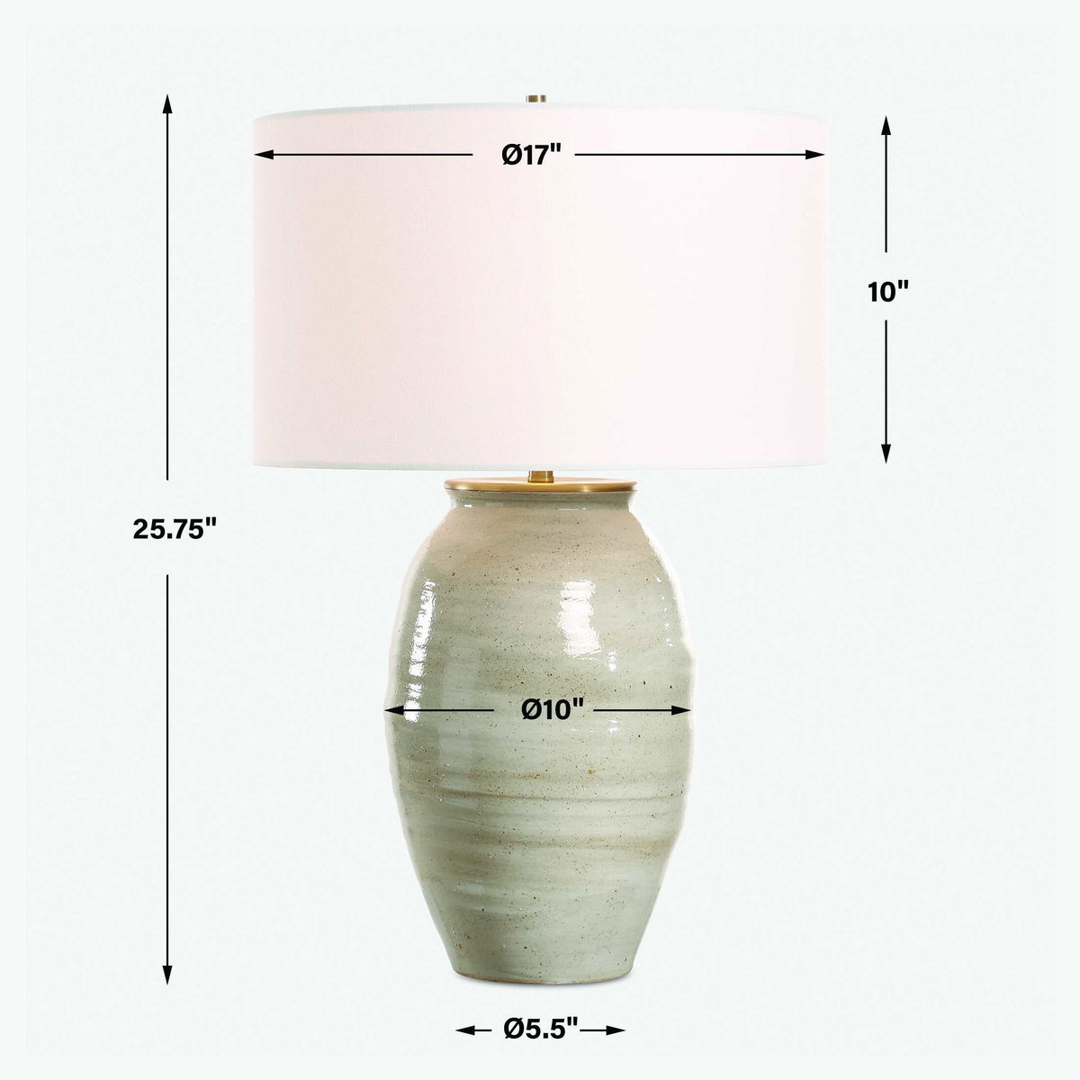 Amos Ceramic Table Lamp, by Uttermost, 17" width x 25.75" height x 17" depth View 3