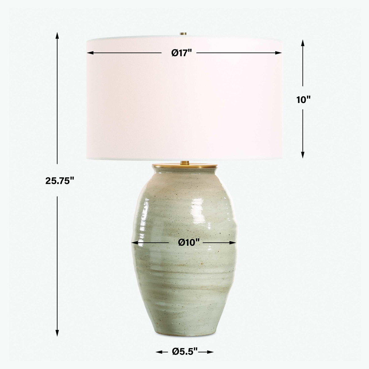 Amos Ceramic Table Lamp, by Uttermost, 17" width x 25.75" height x 17" depth View 3