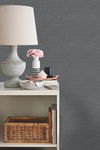 Ramie Weave Grasscloth Dark Blue Metallic Wallpaper thumbnail 1