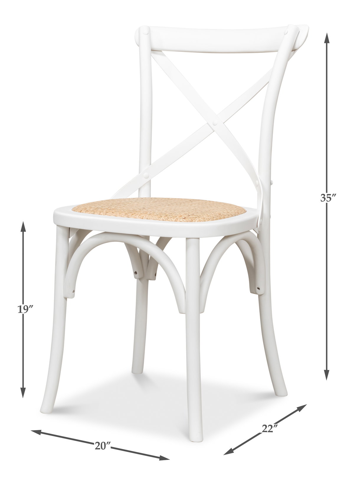 Tuileries Side Chair  White, by Sarreid, 1'10" length x 1'8" width x 2'11" height View 13