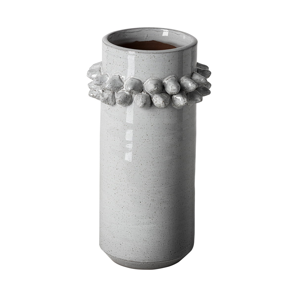 Farmhampton Large Gray Spoked Ceramic Vase, by Mercana, 5.71" length x 5.71" width x 11.02" height View 1