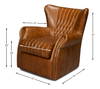 Bugatti Leather Swivel Chair  Cuba Brown, by Sarreid, 2'5" length x 2'8" width x 2'9" height thumbnail 15
