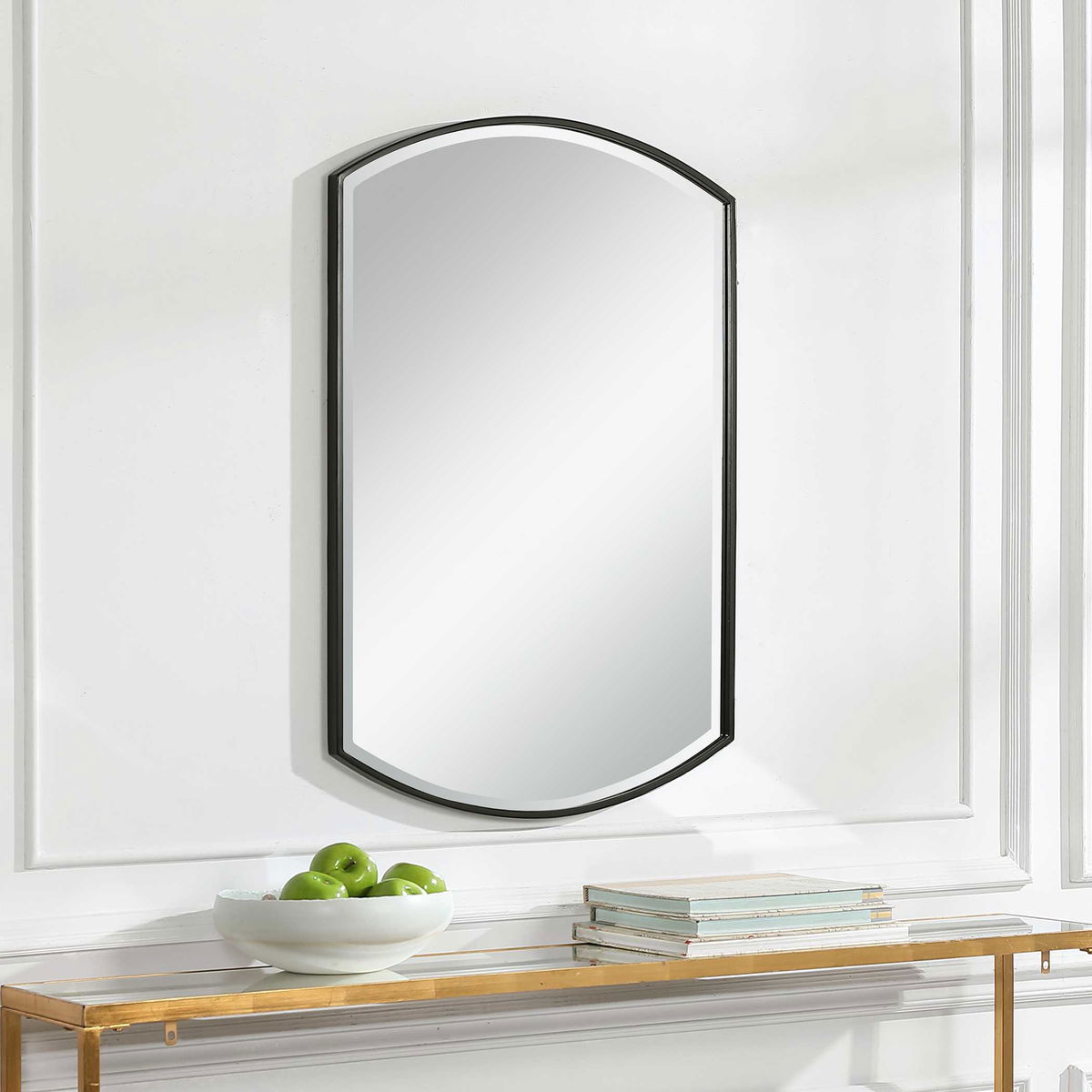 Shield Shaped Iron Mirror, by Uttermost, 24" width x 38" height x 1" depth View 4