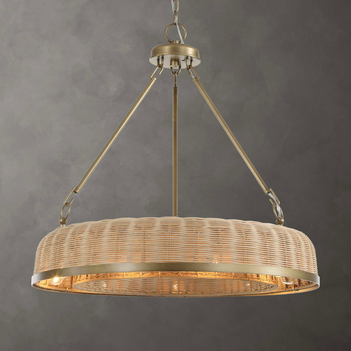 Ladakh 9 Light Round Wicker Pendant, by Uttermost, 28" width x 27" height x 28" diameter View 2