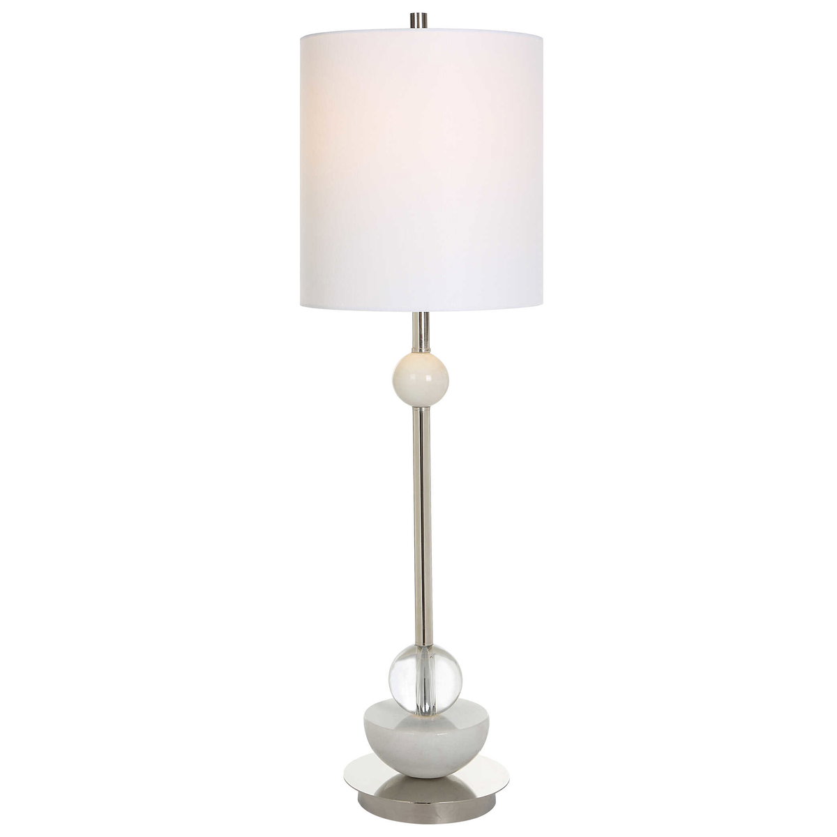 Exposition Nickel Buffet Lamp, Table Lamp by Uttermost, 10" width x 33.5" height x 10" depth View 1