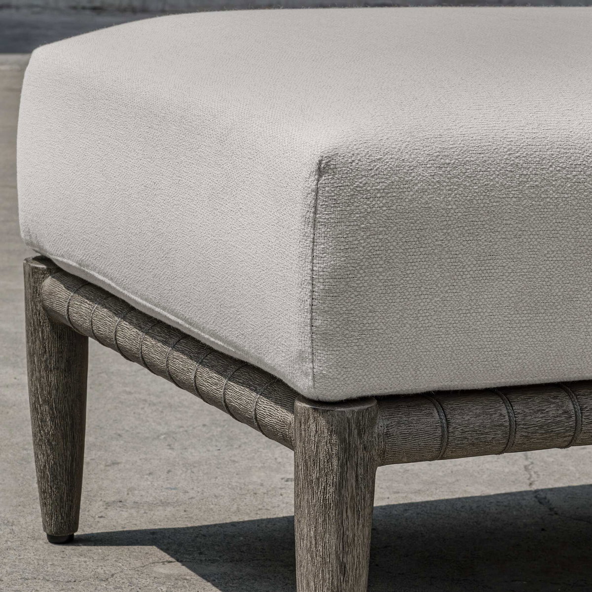 Borneo White Cushion Outdoor Ottoman, by Uttermost, 2'1.95" width x 1'4.5" height x 1'10" depth View 4