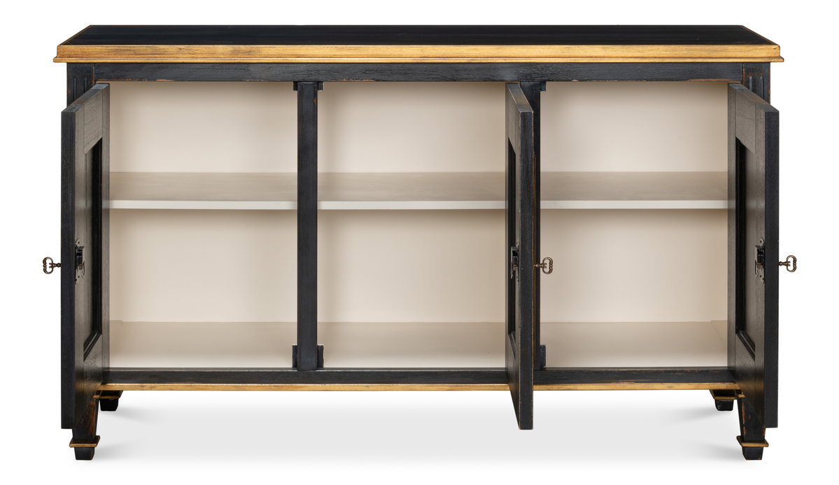 Louis Xvi Buffet Powder Black W/Gold, by Sarreid, 1'6" length x 5' width x 2'10" height View 10