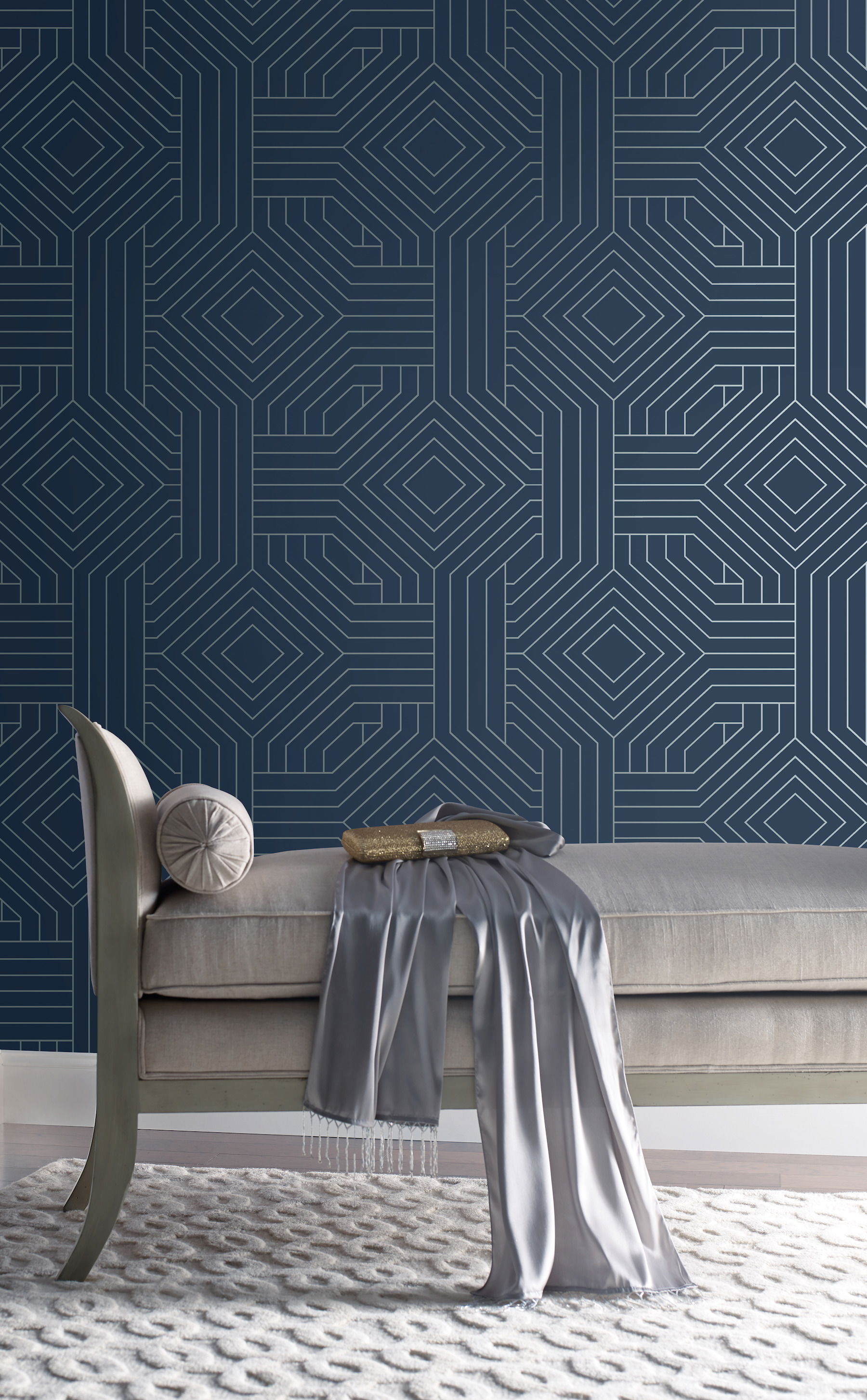 Diverging Diamonds Navy Wallpaper large image 