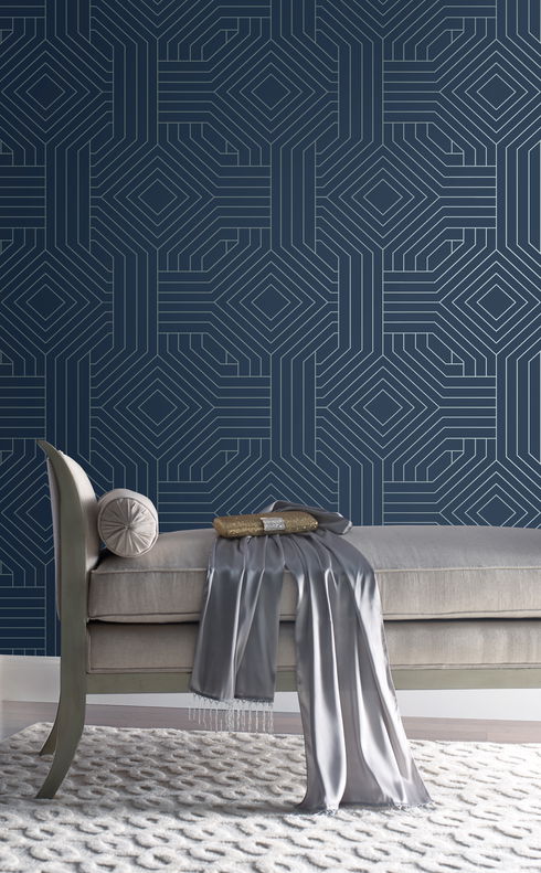 Diverging Diamonds Navy Wallpaper