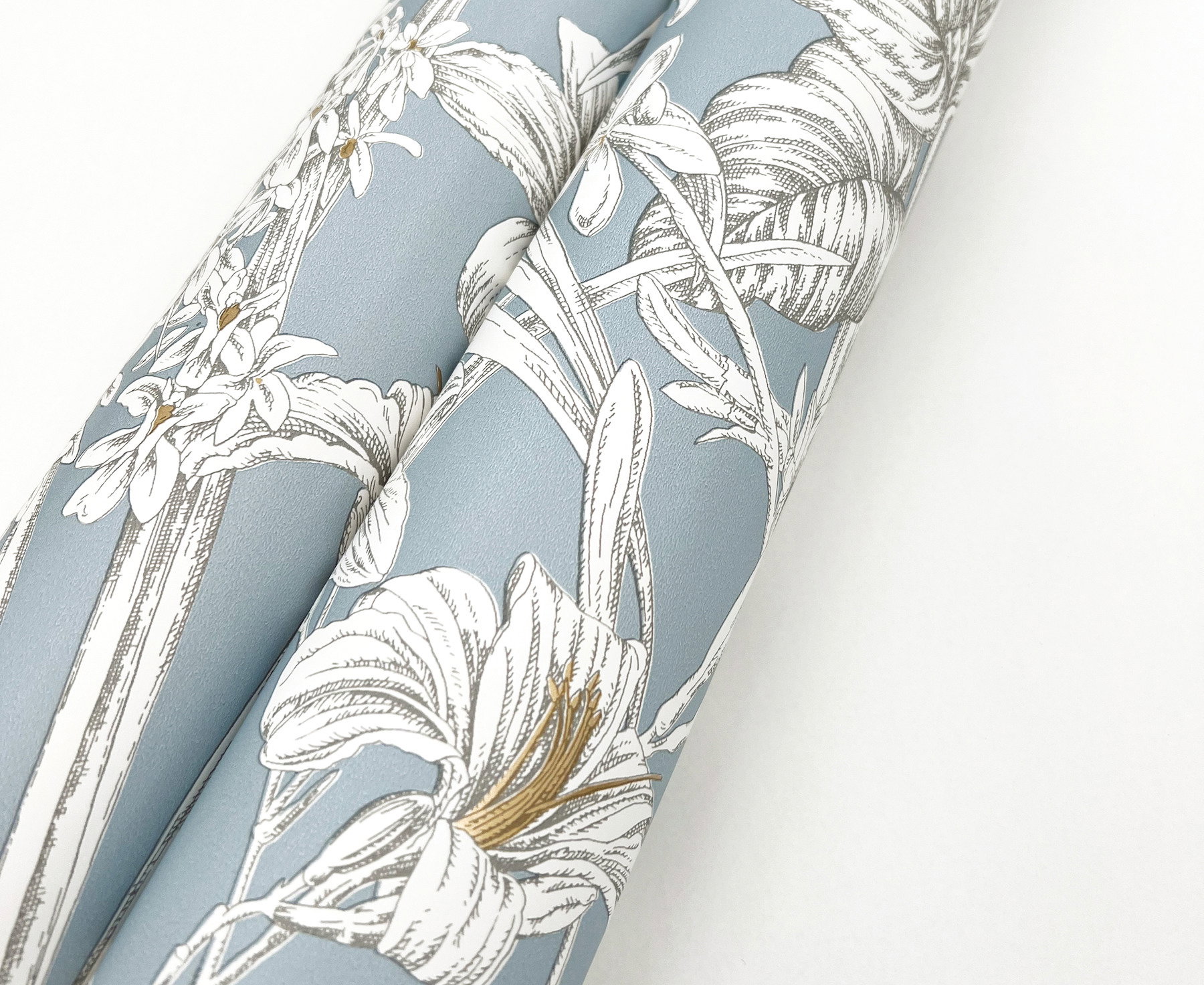 Orchid Conservatory Toile Blue & Taupe Wallpaper, by York Wall, 33' length x 1'8.5" width x 0.02" depth View 4