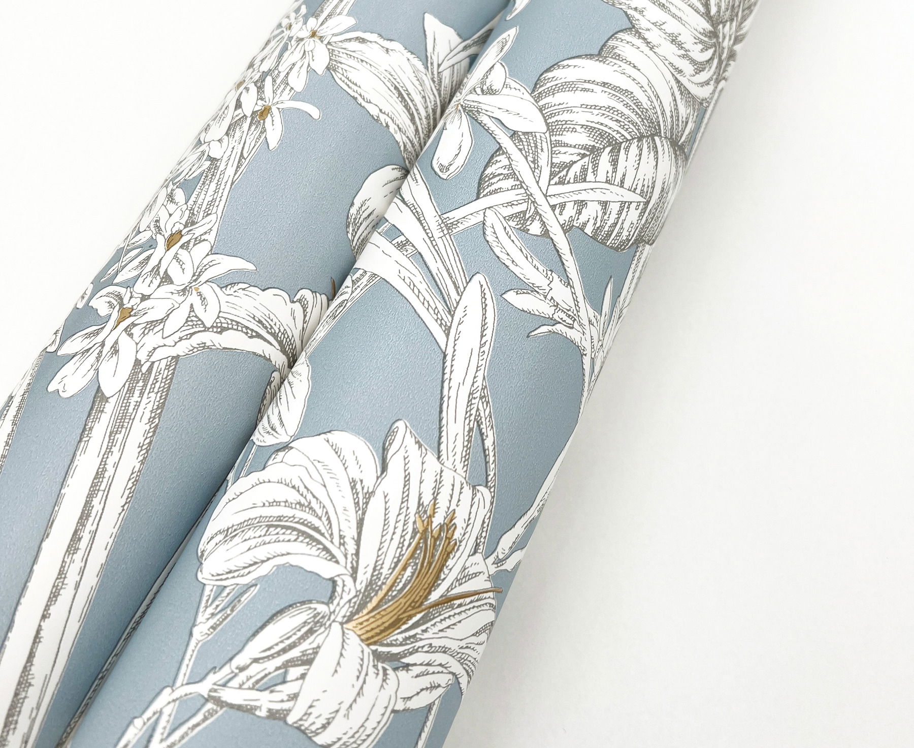 Orchid Conservatory Toile Blue & Taupe Wallpaper large image 