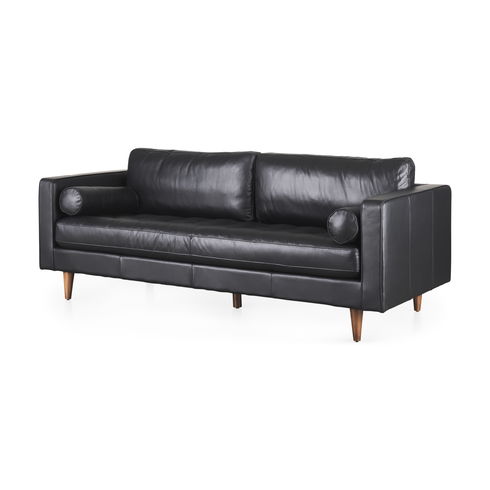 Svend  Black Leather Sofa