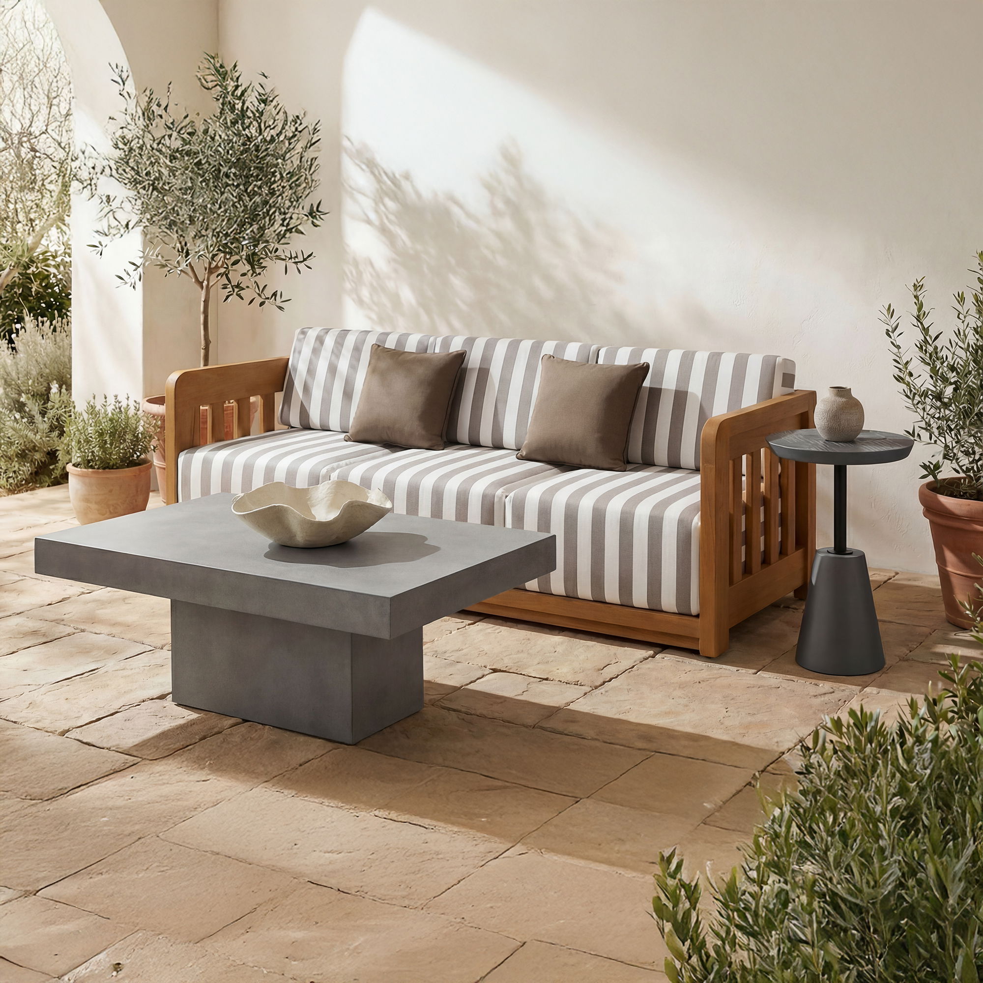 Adelaide Outdoor Sofa Brown Stripe, by Moe's Home, 7'6" width x 2'8" height x 2'10.09" depth View 8