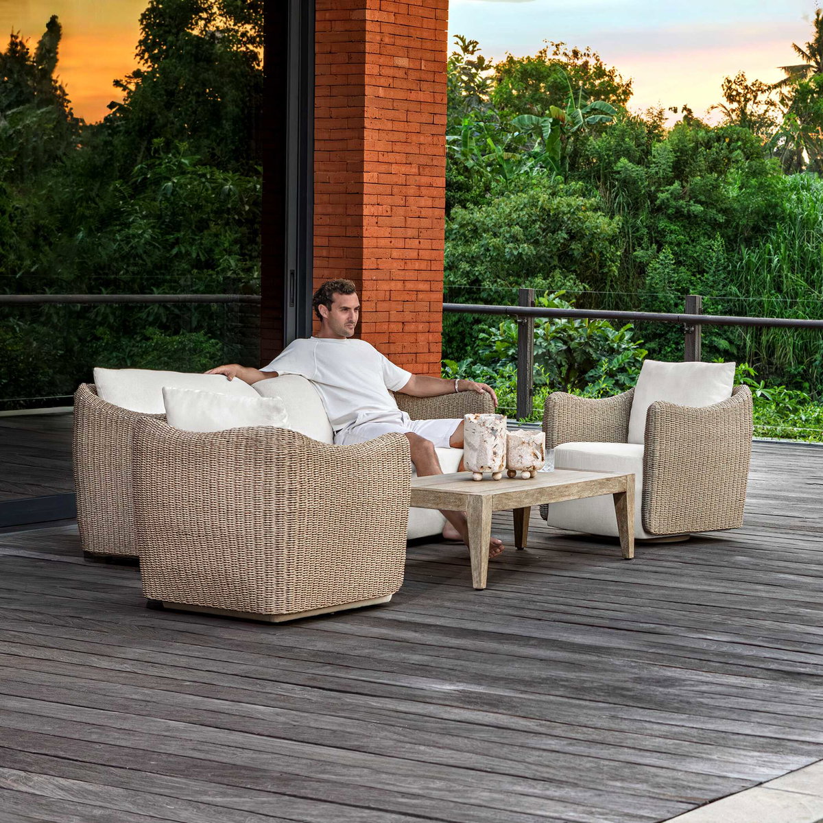 Kirkham Indoor-Outdoor Wood Coffee Table, by Uttermost, 48" width x 15" height x 24" depth View 2