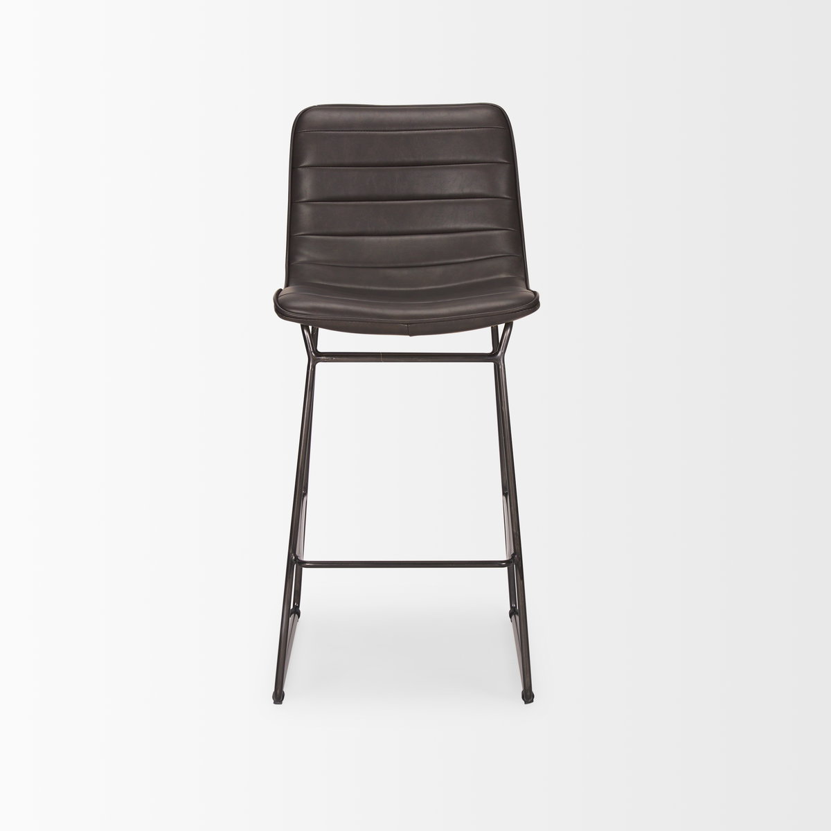 Meritt 37'H Black Faux-Leather Seat with Black Metal Frame Stool, Counter & Bar Stool by Mercana, 17.72" length x 21.65" width x 37.8" height View 3